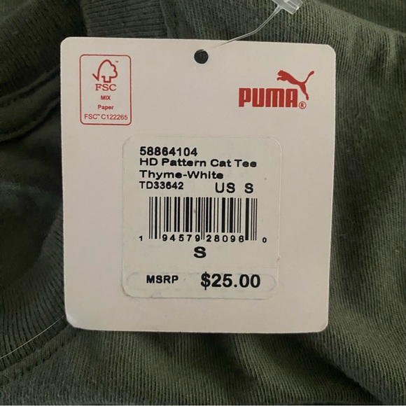 Puma Men's Short Sleeve T-Shirt Size Small Army Green - Picture 5 of 8